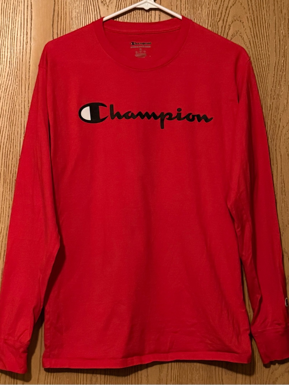 Champion Red Long-Sleeve Logo Shirt